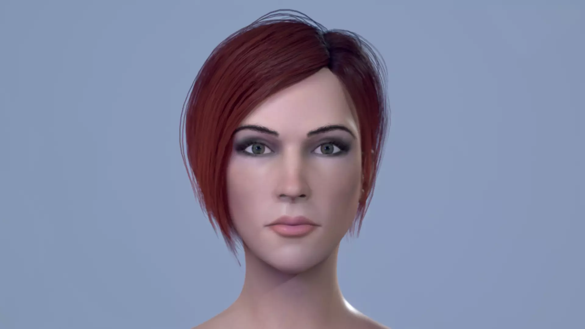 Female Head Low-poly 3D model_0