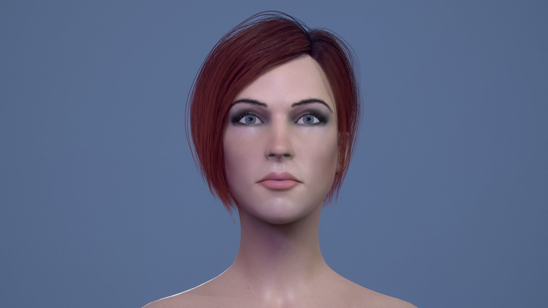 Female Head Low-poly 3D model_9