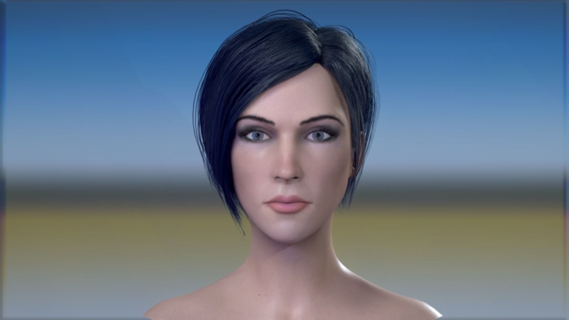 Female Head Low-poly 3D model_7