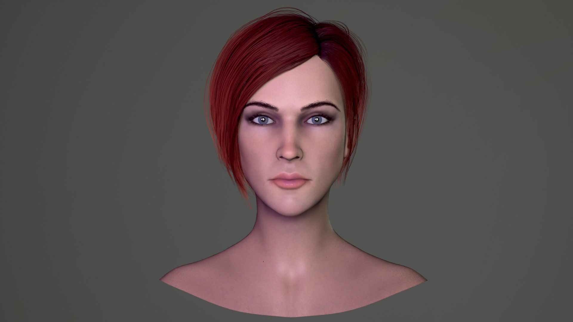 Female Head Low-poly 3D model_5