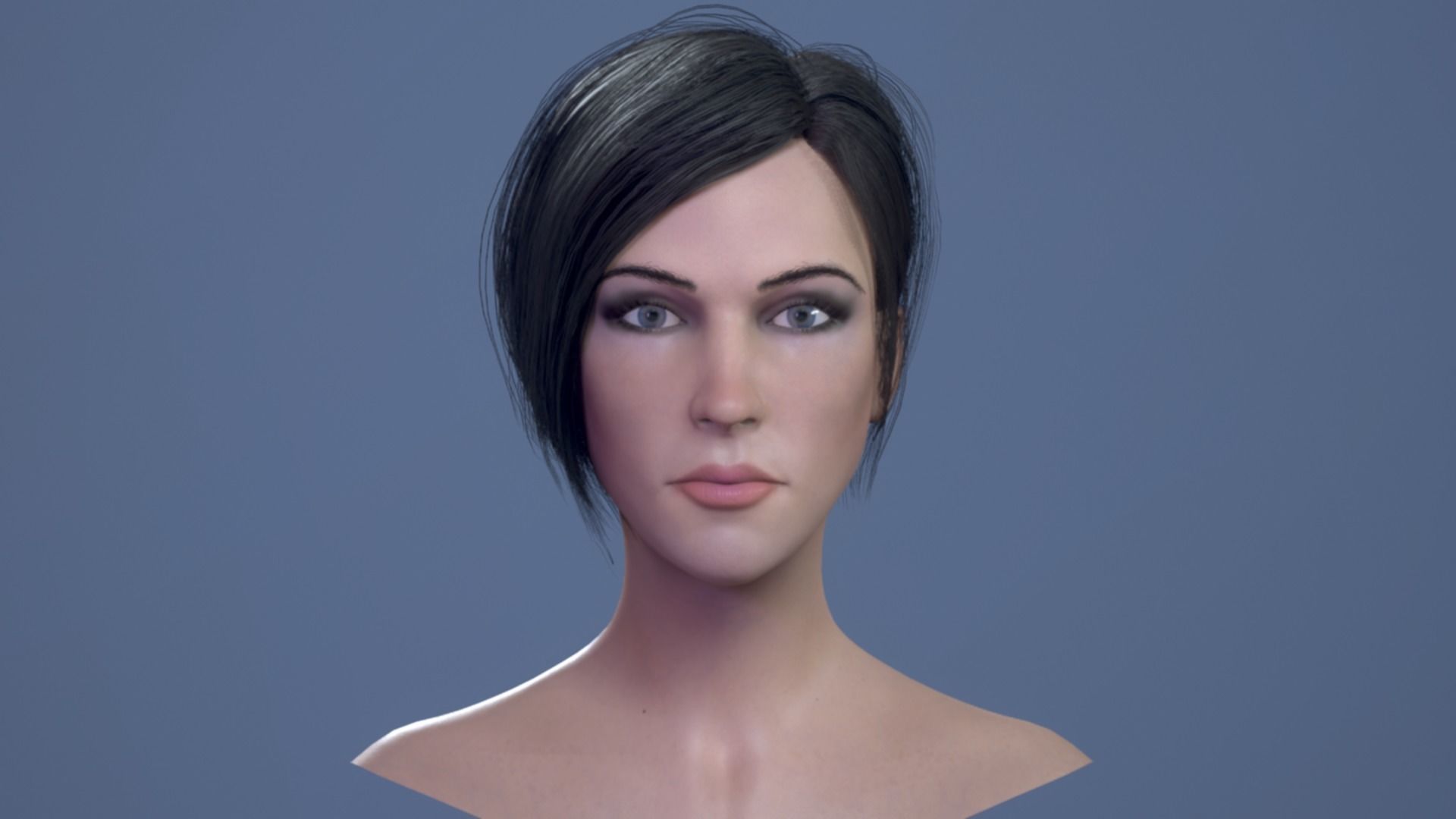 Female Head Low-poly 3D model_11