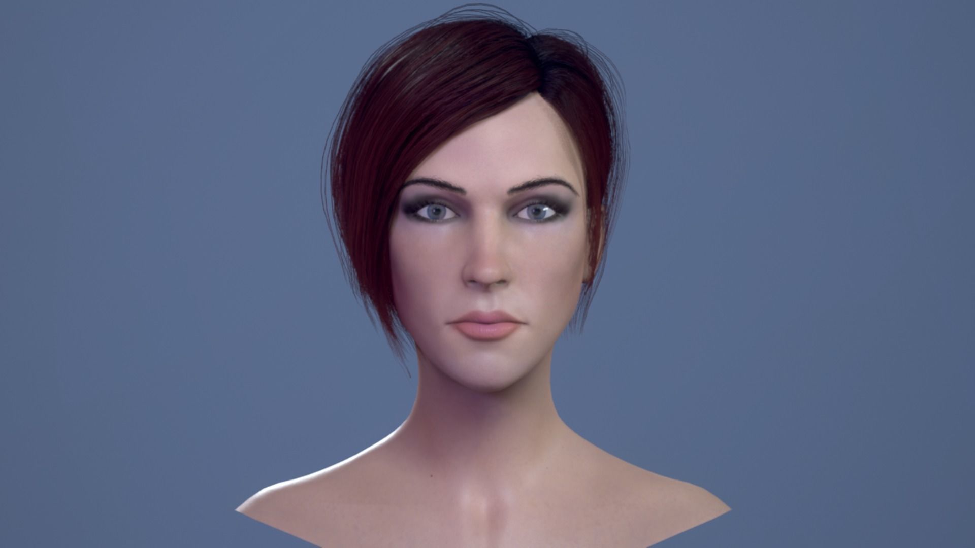 Female Head Low-poly 3D model_12