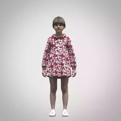 Girls floral woven dress Low-poly 3D model
