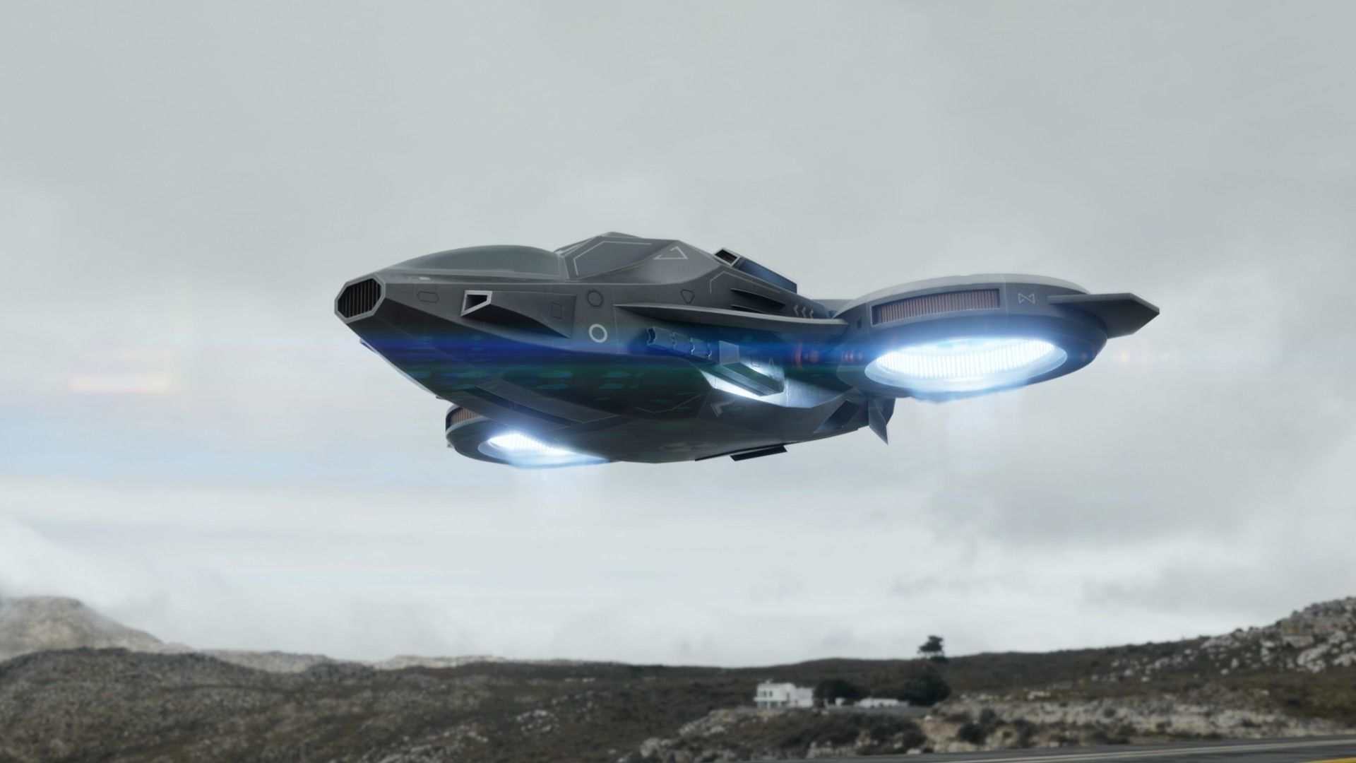 Scifi Dropship Military Aircraft Low-poly 3D model_12