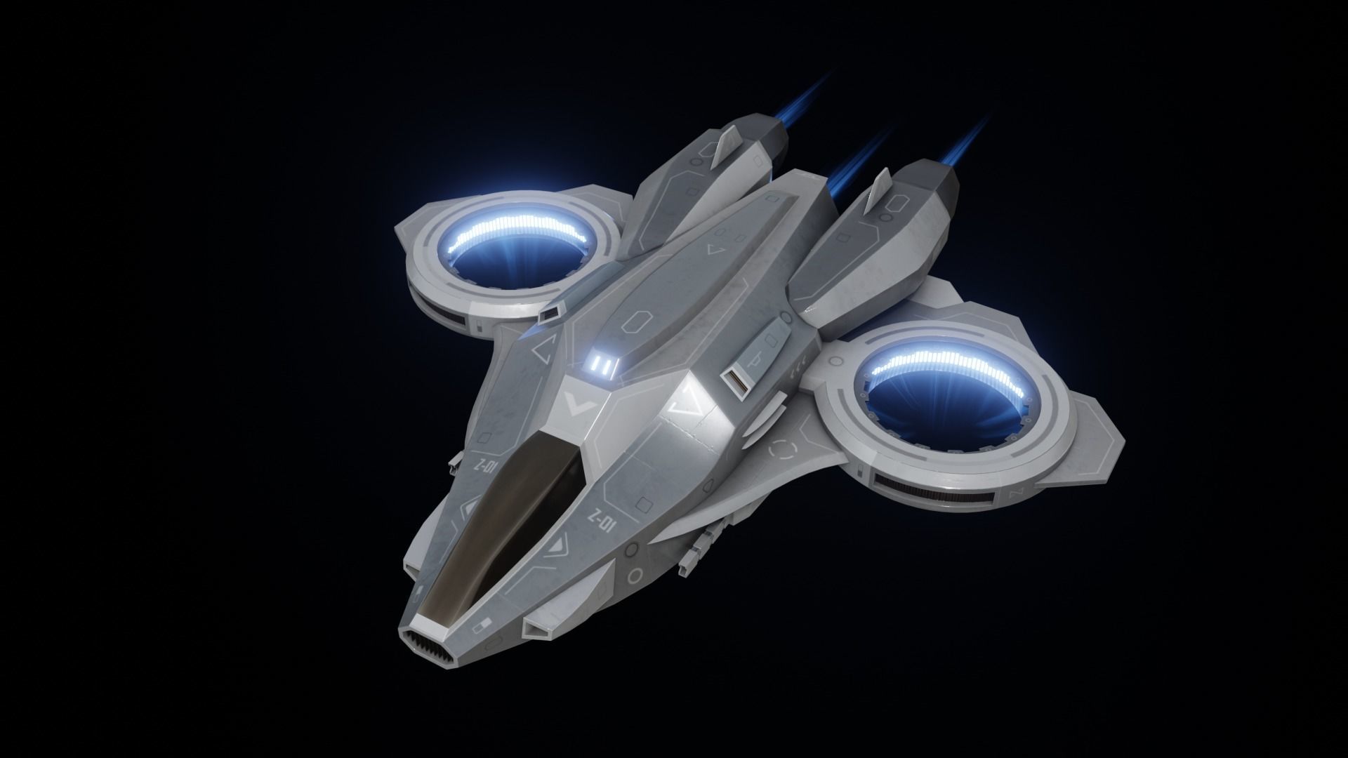 Scifi Dropship Military Aircraft Low-poly 3D model_33