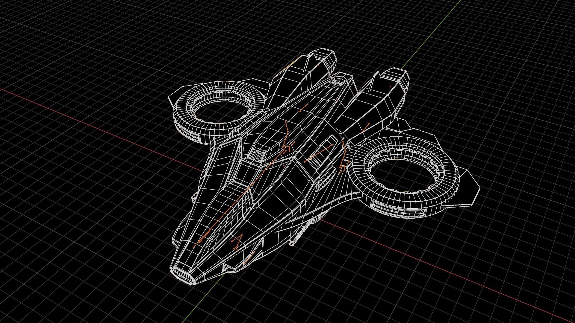 Scifi Dropship Military Aircraft Low-poly 3D model_16