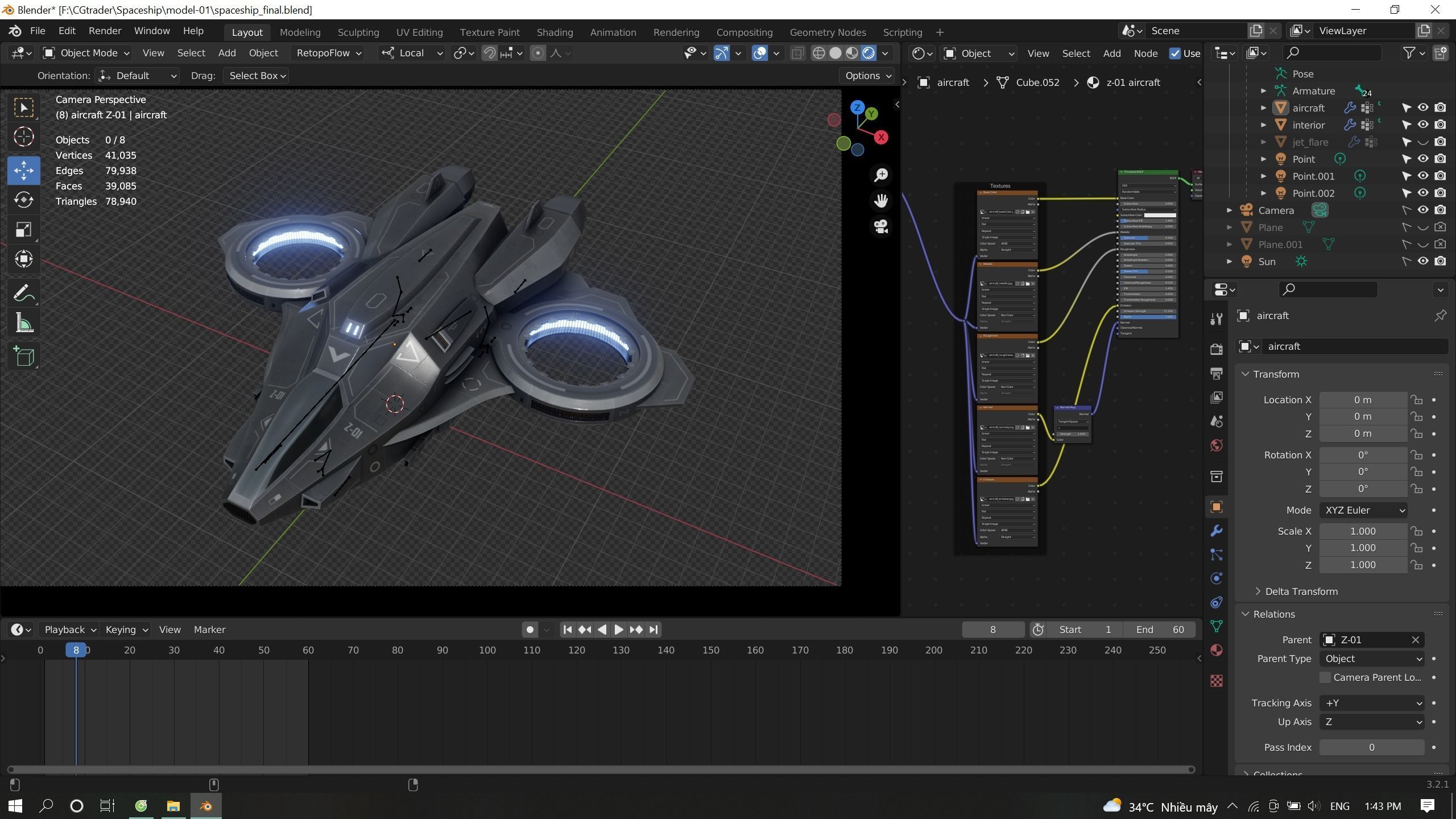 Scifi Dropship Military Aircraft Low-poly 3D model_21