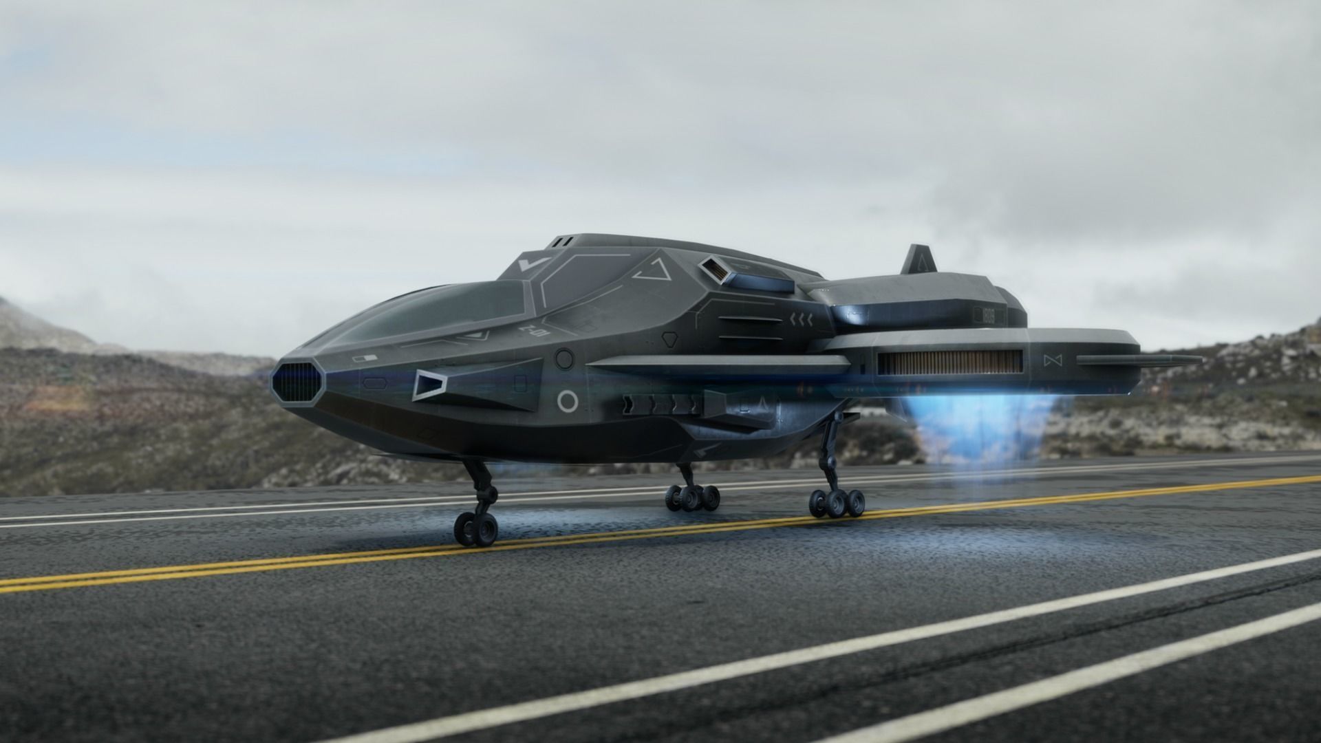 Scifi Dropship Military Aircraft Low-poly 3D model_3