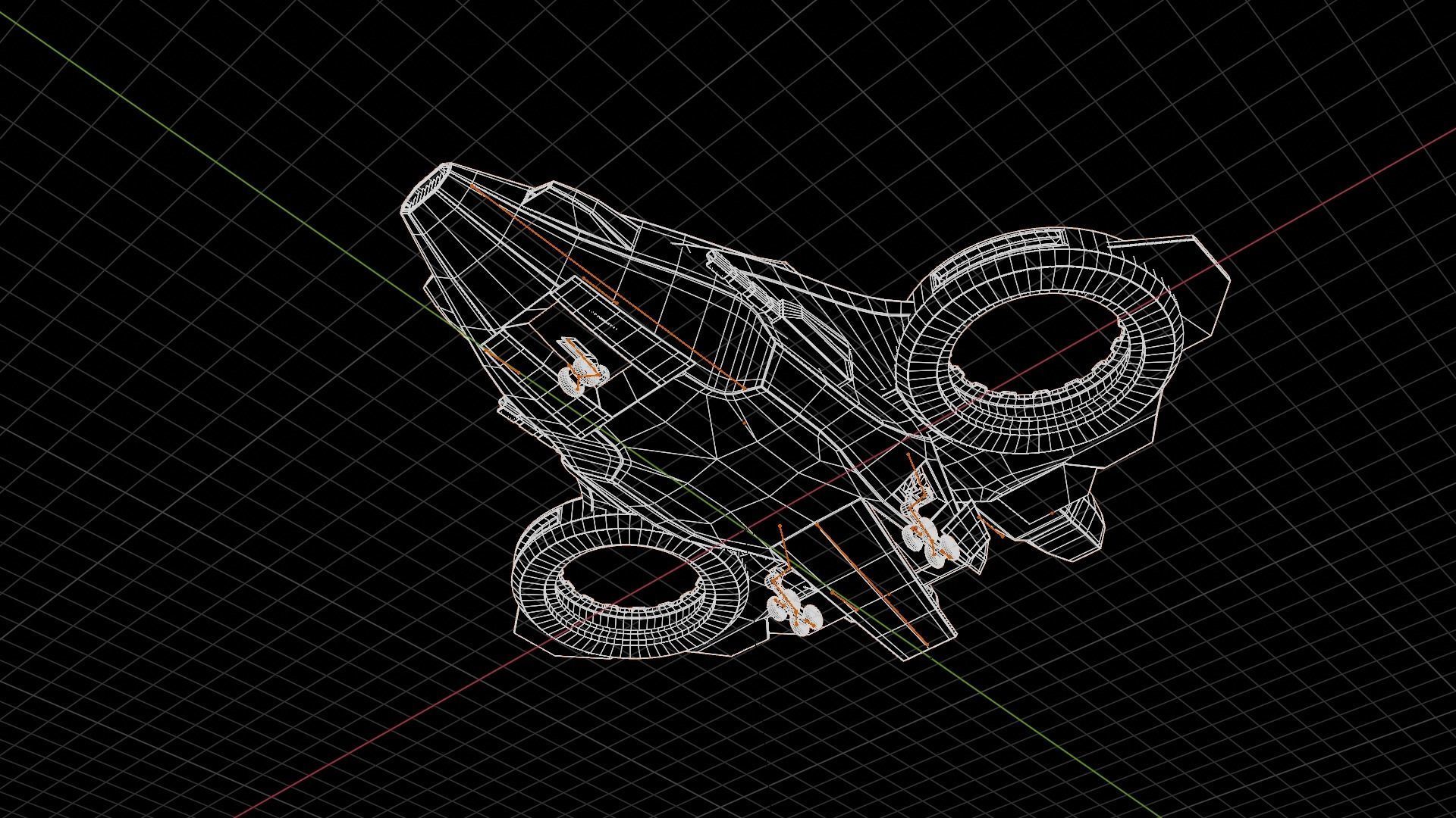 Scifi Dropship Military Aircraft Low-poly 3D model_17