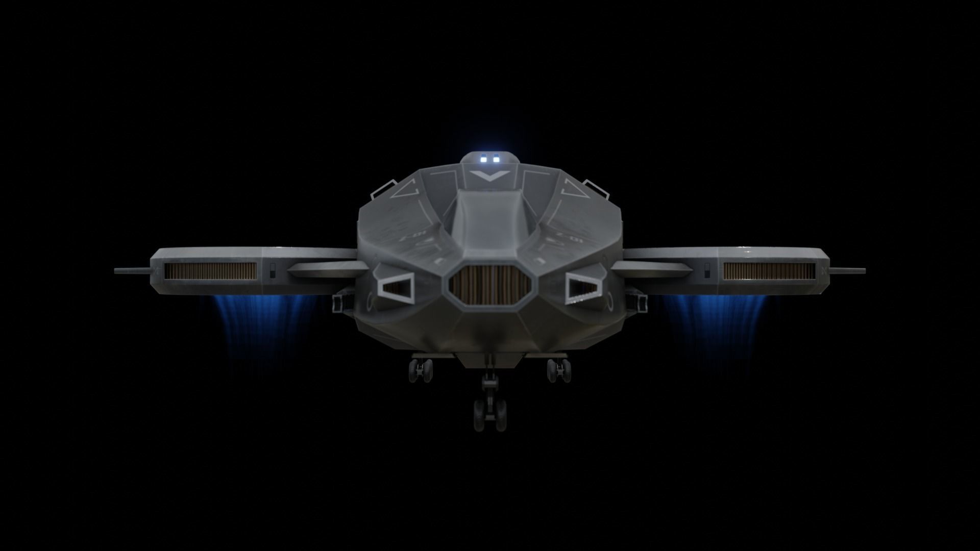 Scifi Dropship Military Aircraft Low-poly 3D model_28