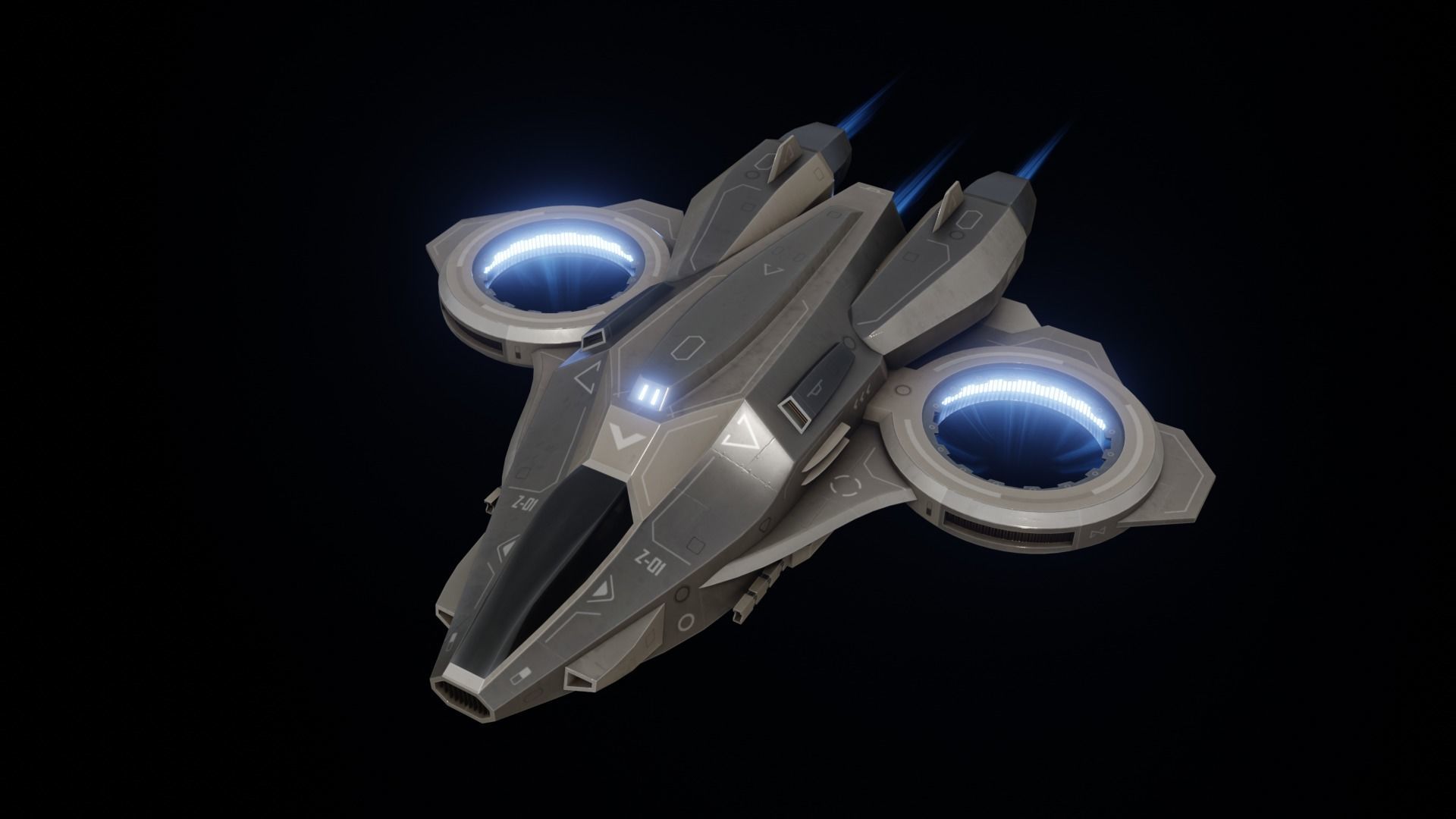 Scifi Dropship Military Aircraft Low-poly 3D model_31