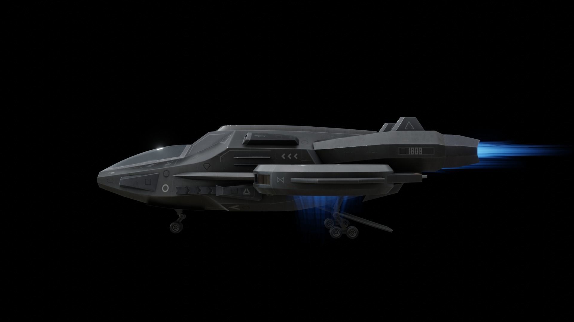 Scifi Dropship Military Aircraft Low-poly 3D model_35