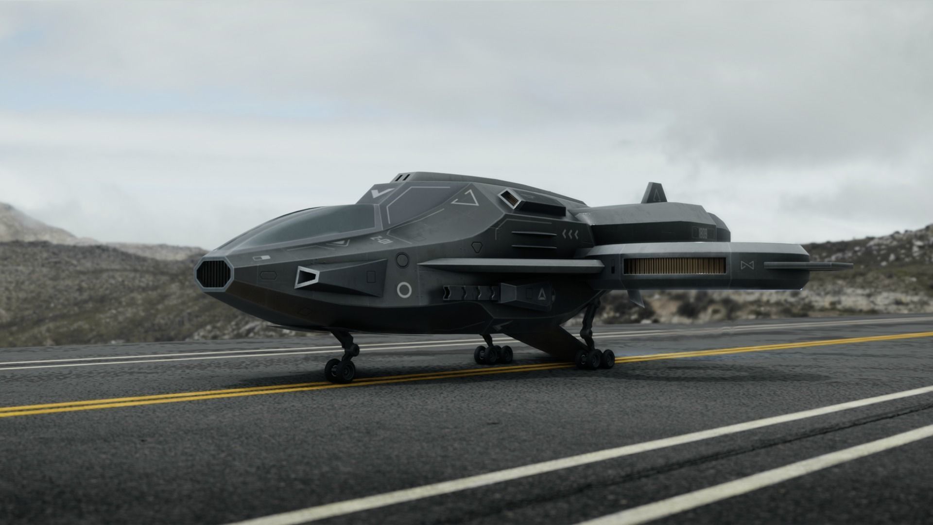 Scifi Dropship Military Aircraft Low-poly 3D model_26
