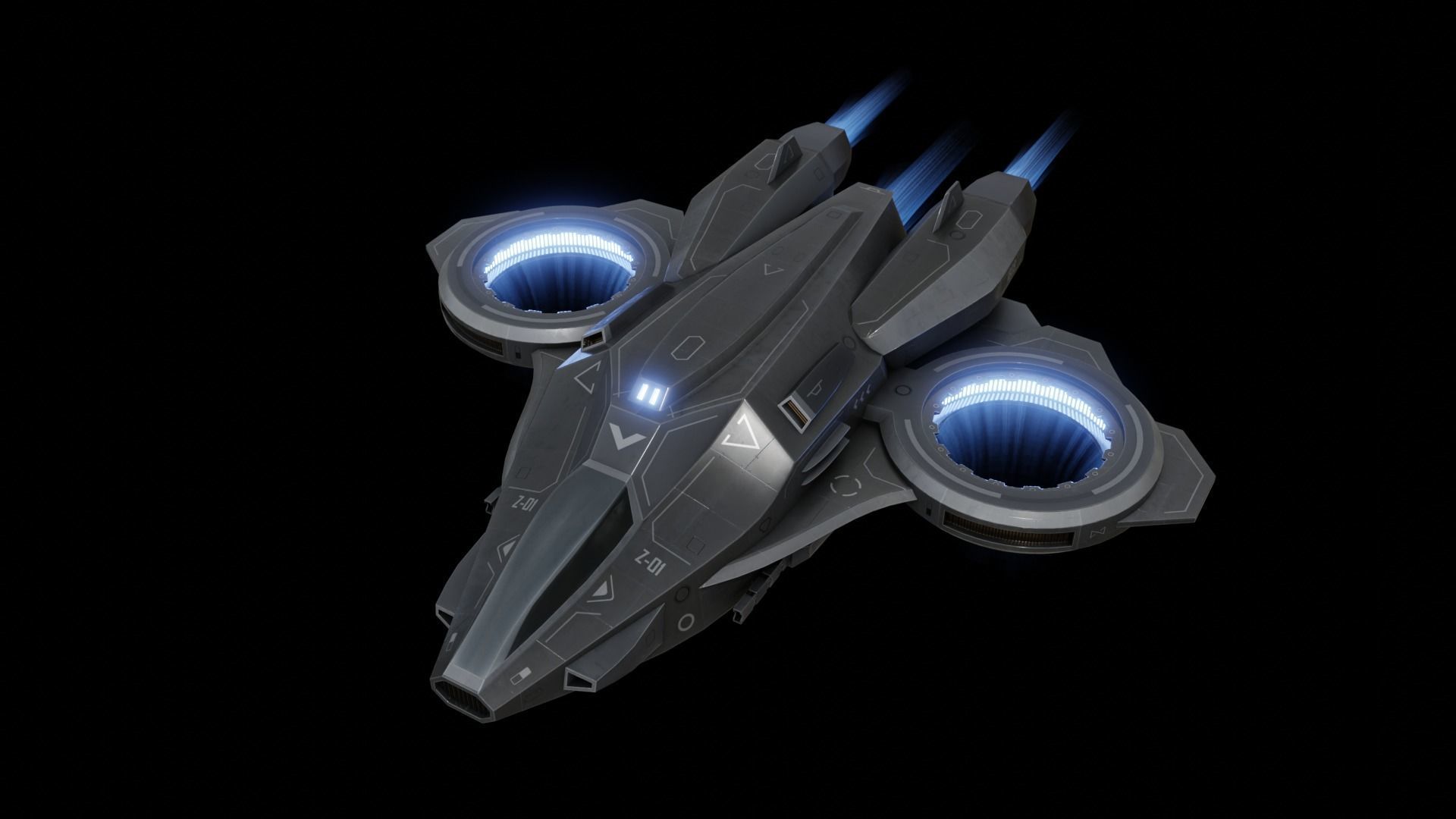 Scifi Dropship Military Aircraft Low-poly 3D model_30