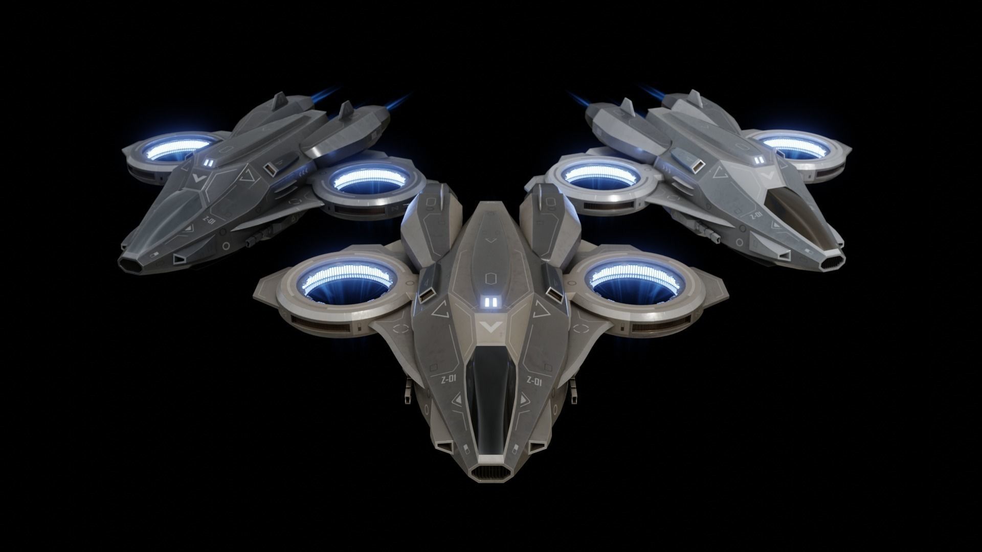 Scifi Dropship Military Aircraft Low-poly 3D model_32