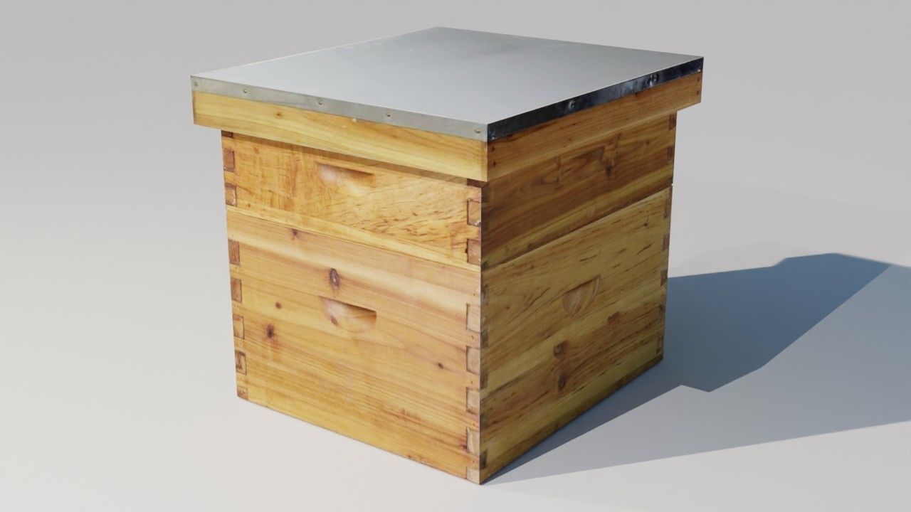 Beehive wooden box Free 3D model_1