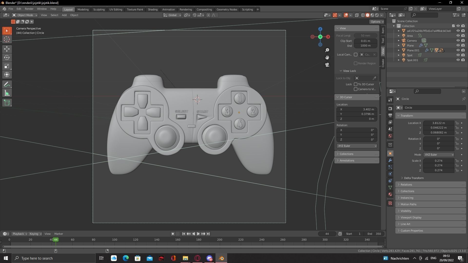 PS2 joystick Low-poly 3D model_5