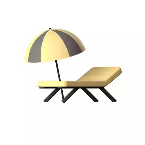 lowpoly beach chair illustration cute style