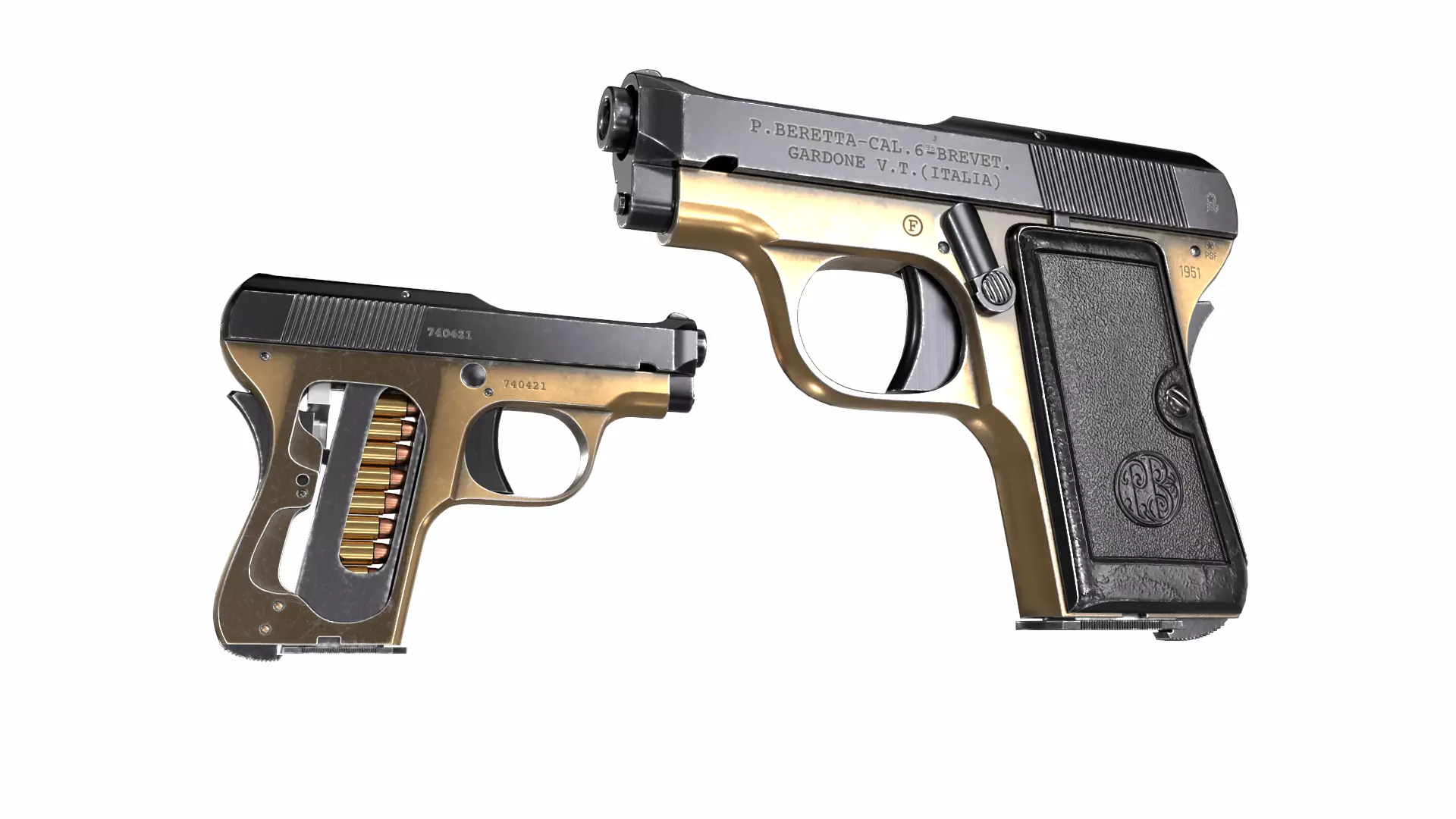Beretta M418 Low-poly 3D model_0