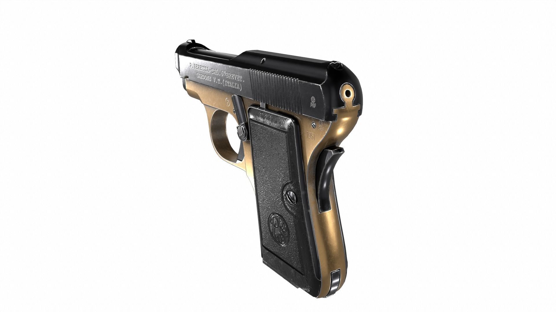 Beretta M418 Low-poly 3D model_7