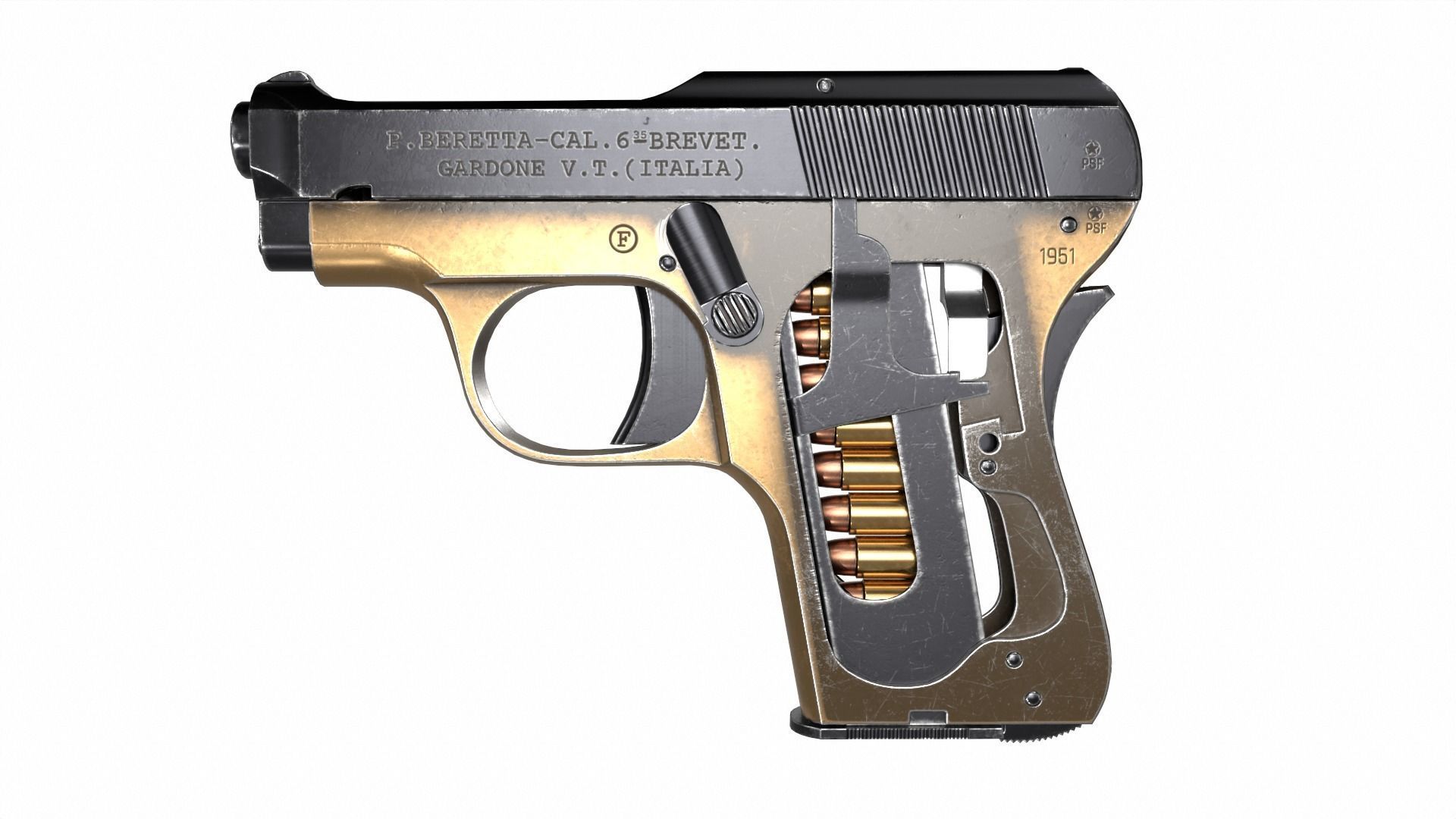 Beretta M418 Low-poly 3D model_5