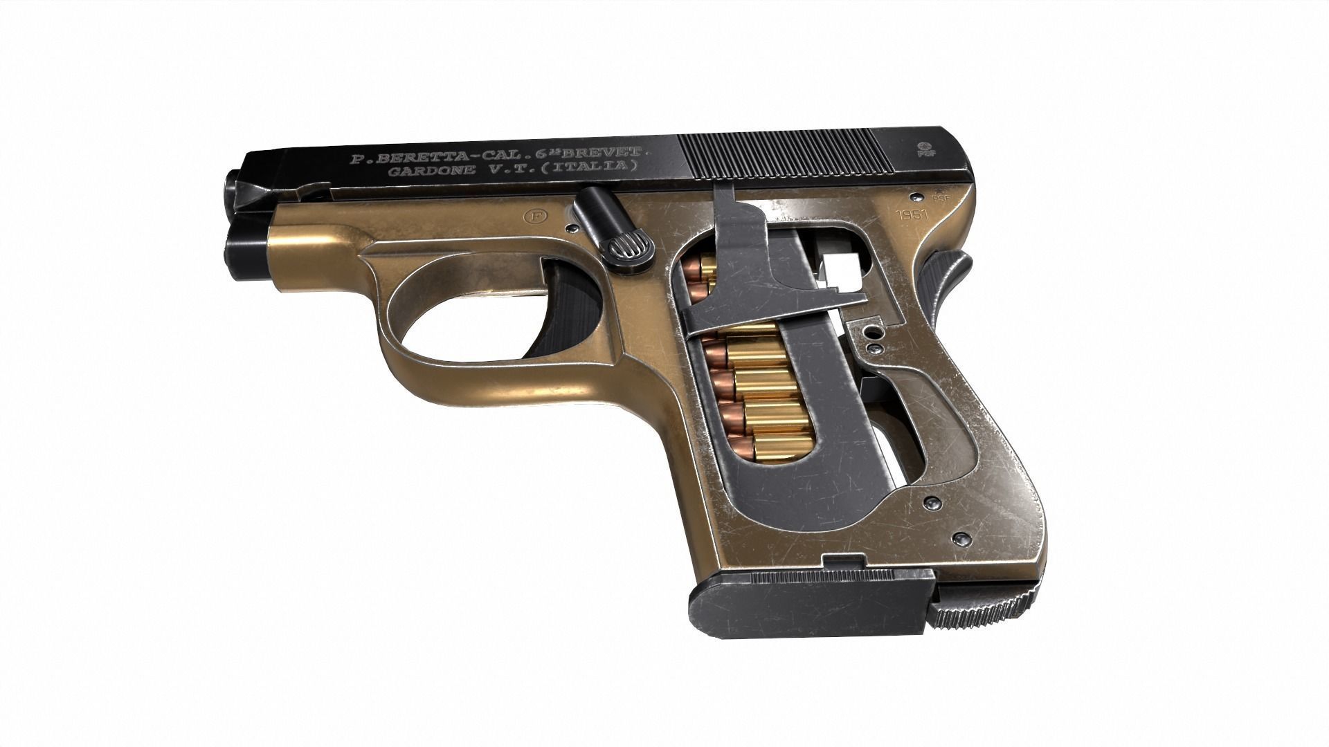 Beretta M418 Low-poly 3D model_11