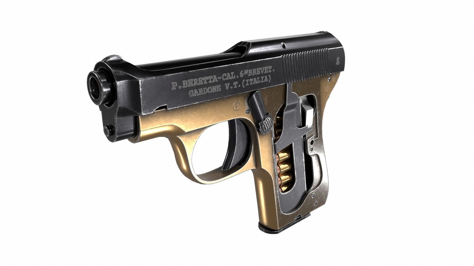 Beretta M418 Low-poly 3D model_10
