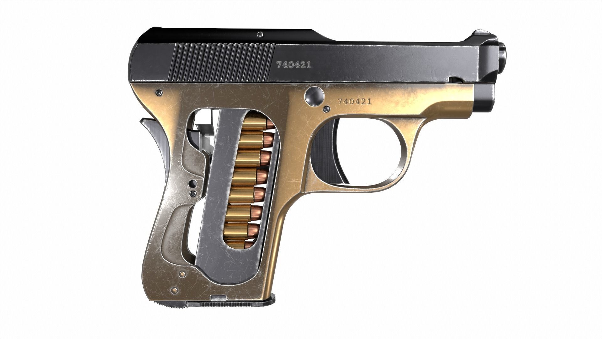 Beretta M418 Low-poly 3D model_4