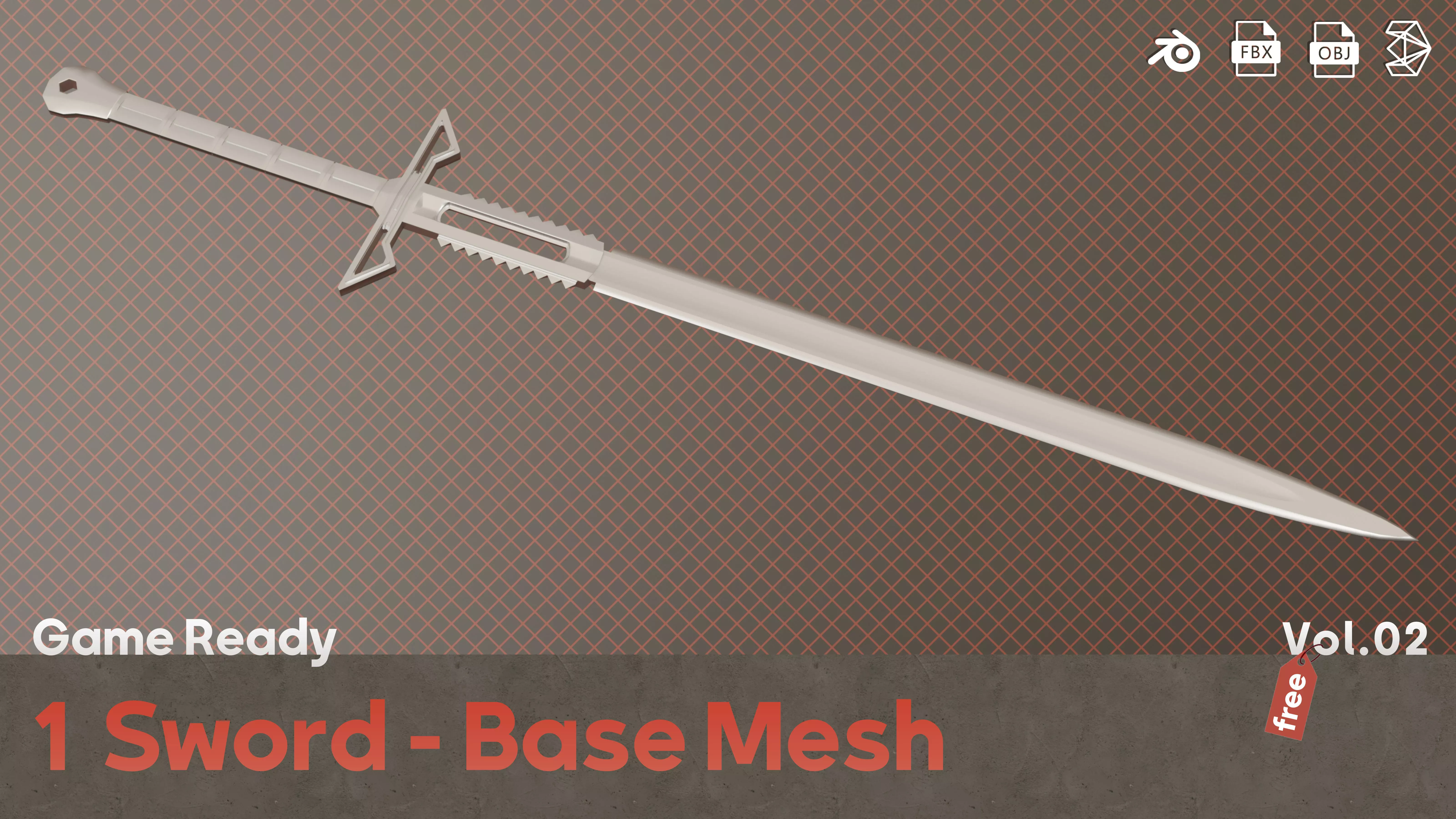 One Sword Base Mesh - Second Vol Free Free low-poly 3D model_0