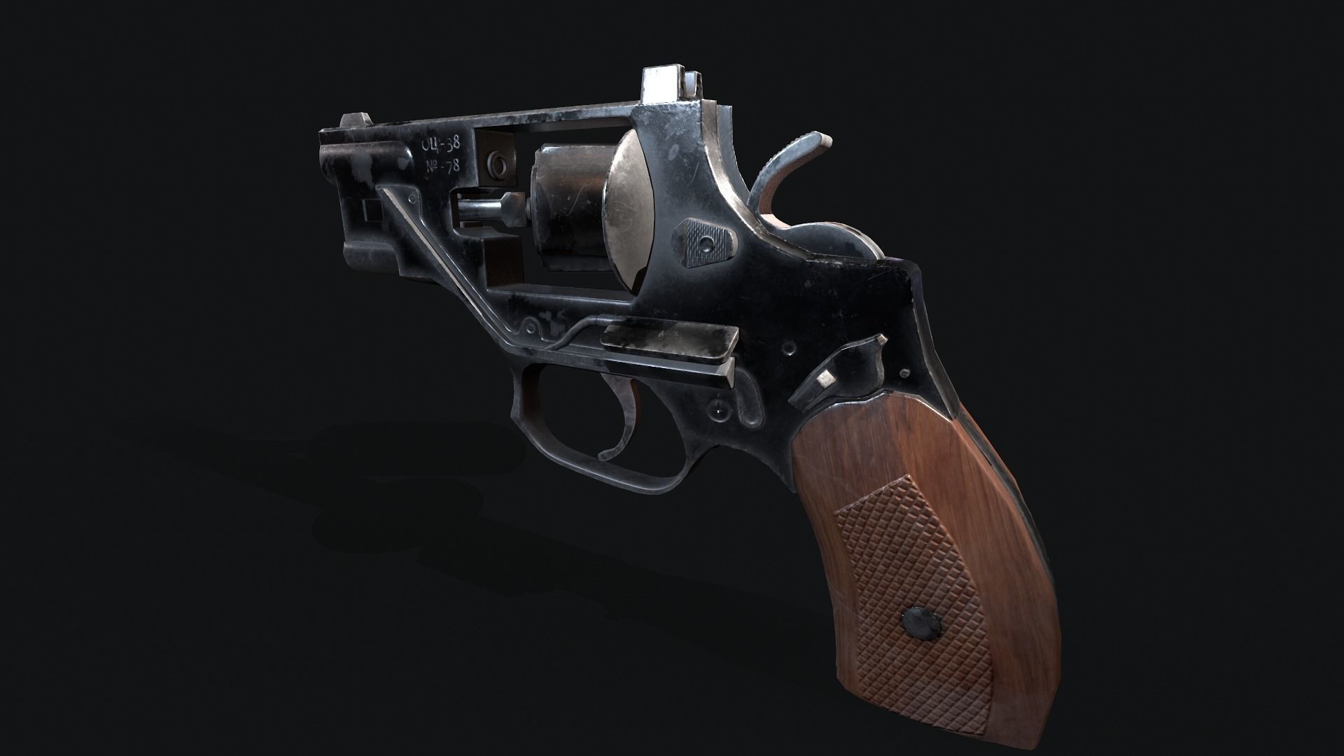 Revolver Stechkin Low-poly 3D model_7