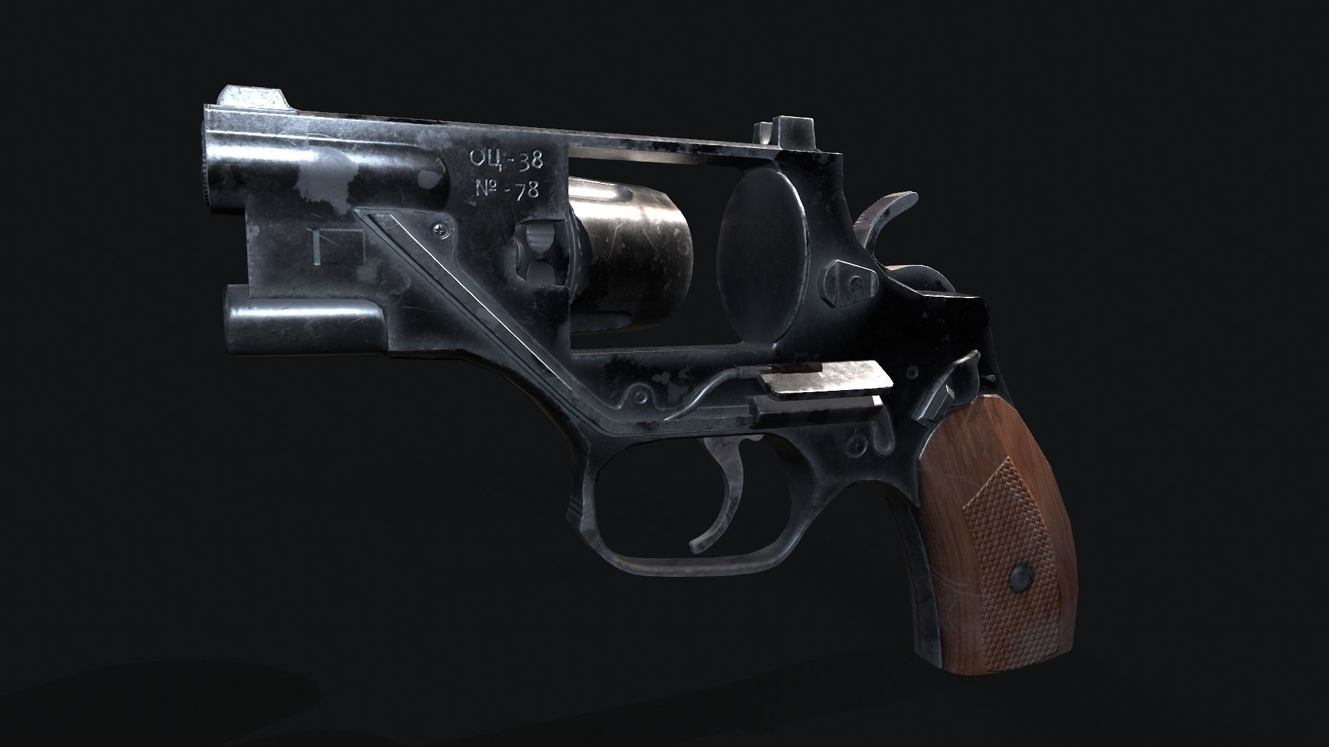 Revolver Stechkin Low-poly 3D model_11
