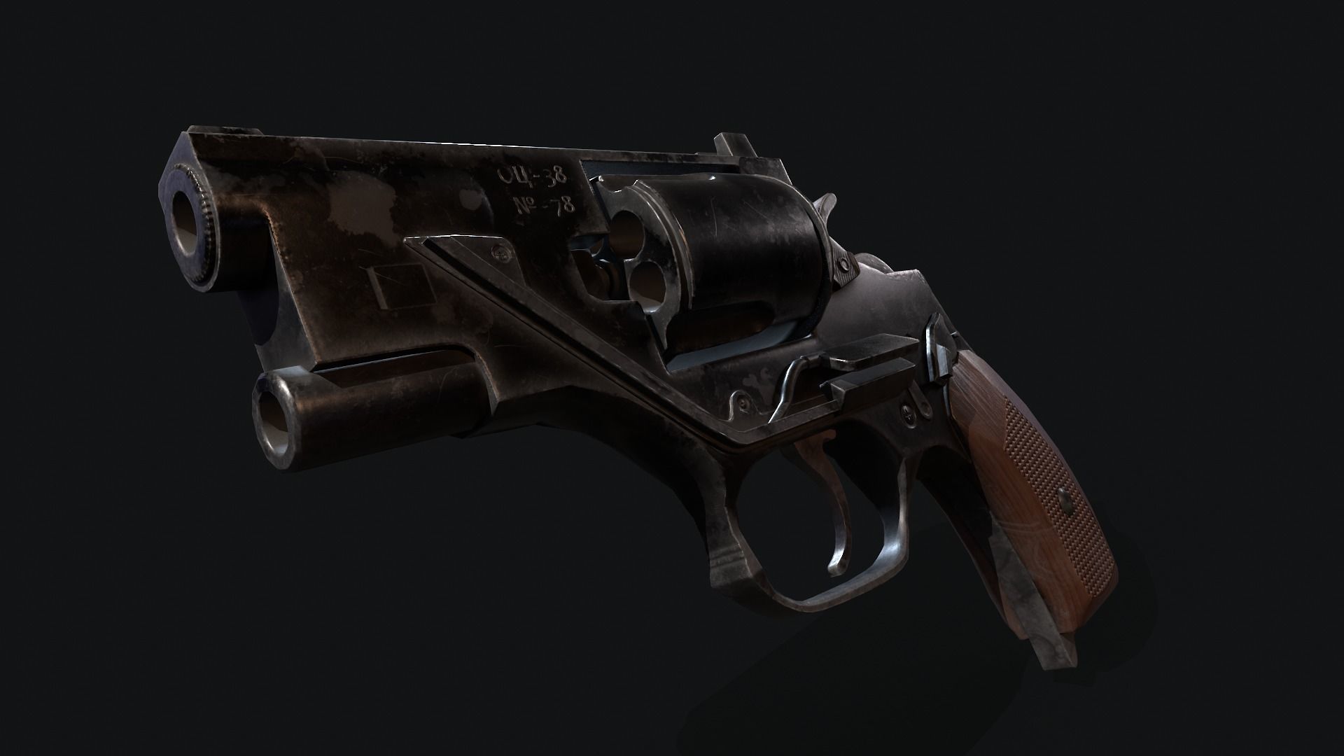 Revolver Stechkin Low-poly 3D model_4