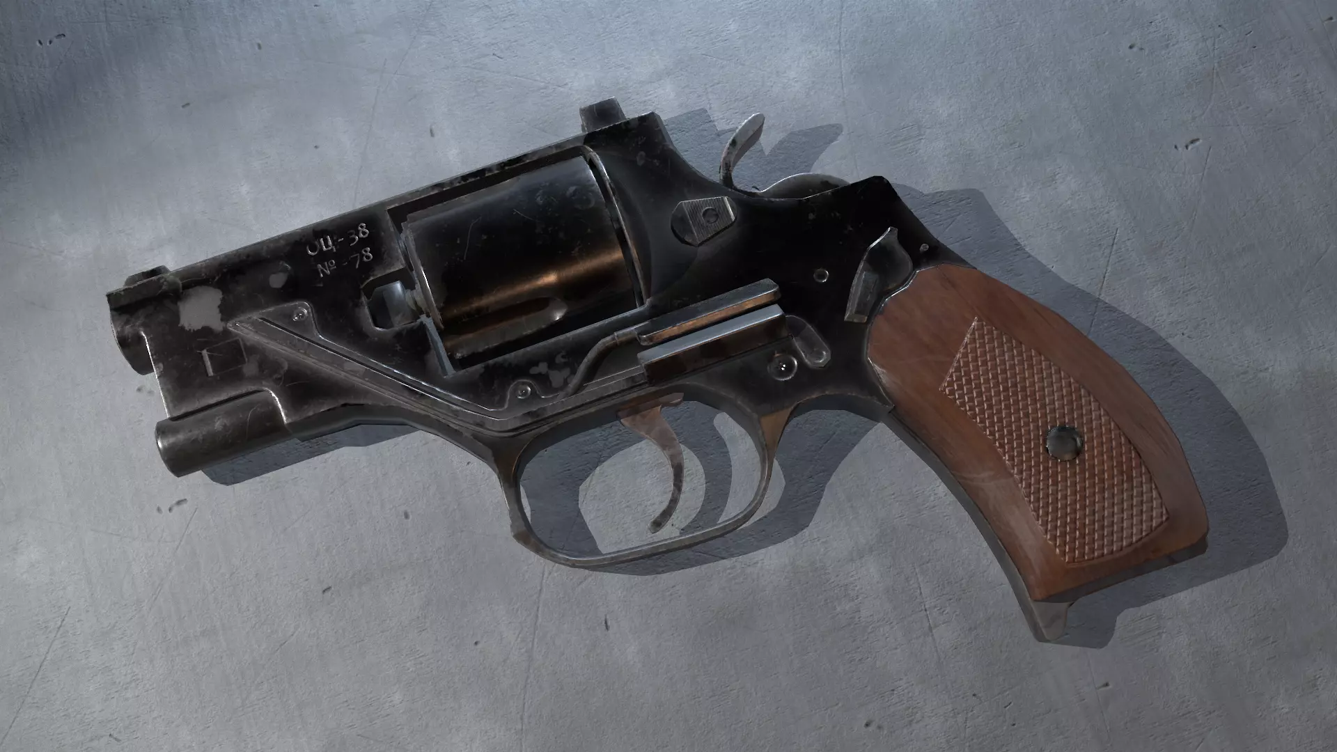 Revolver Stechkin Low-poly 3D model_0