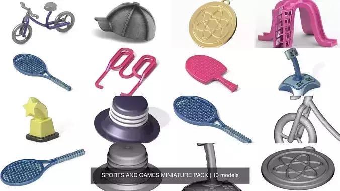 SPORTS AND GAMES MINIATURE PACK 3D Model Collection