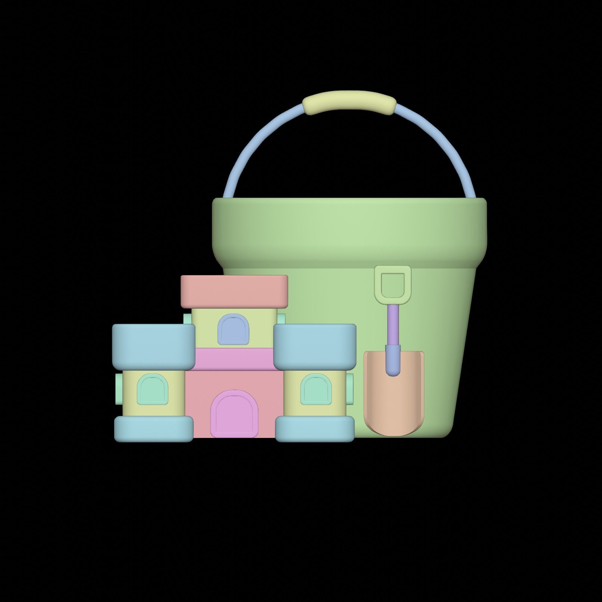 sand castle Low-poly 3D model_2