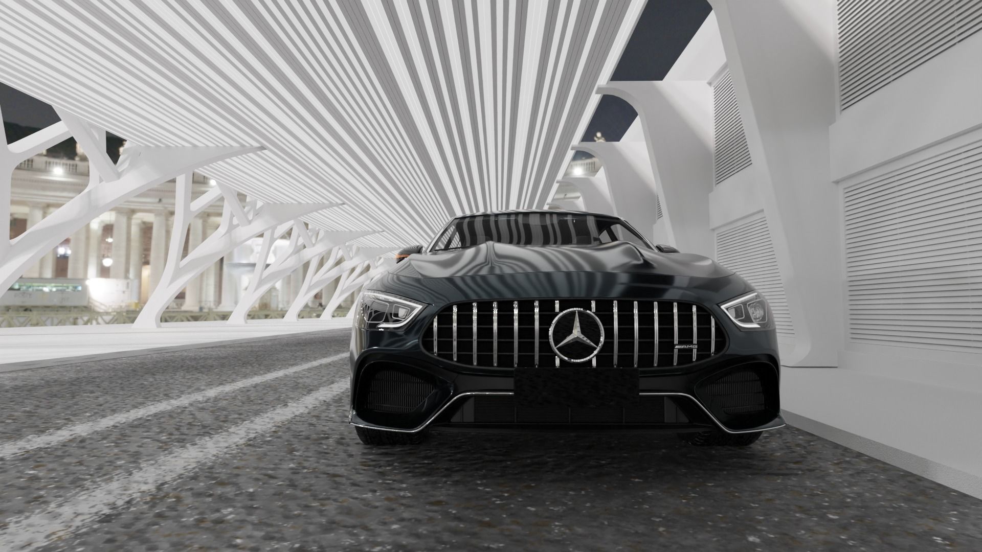 Car Track Scene 3D model_1