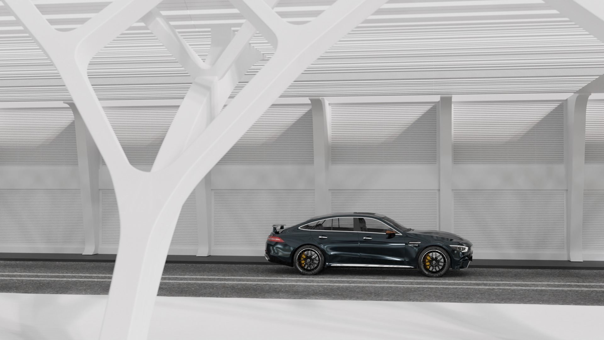 Car Track Scene 3D model_2