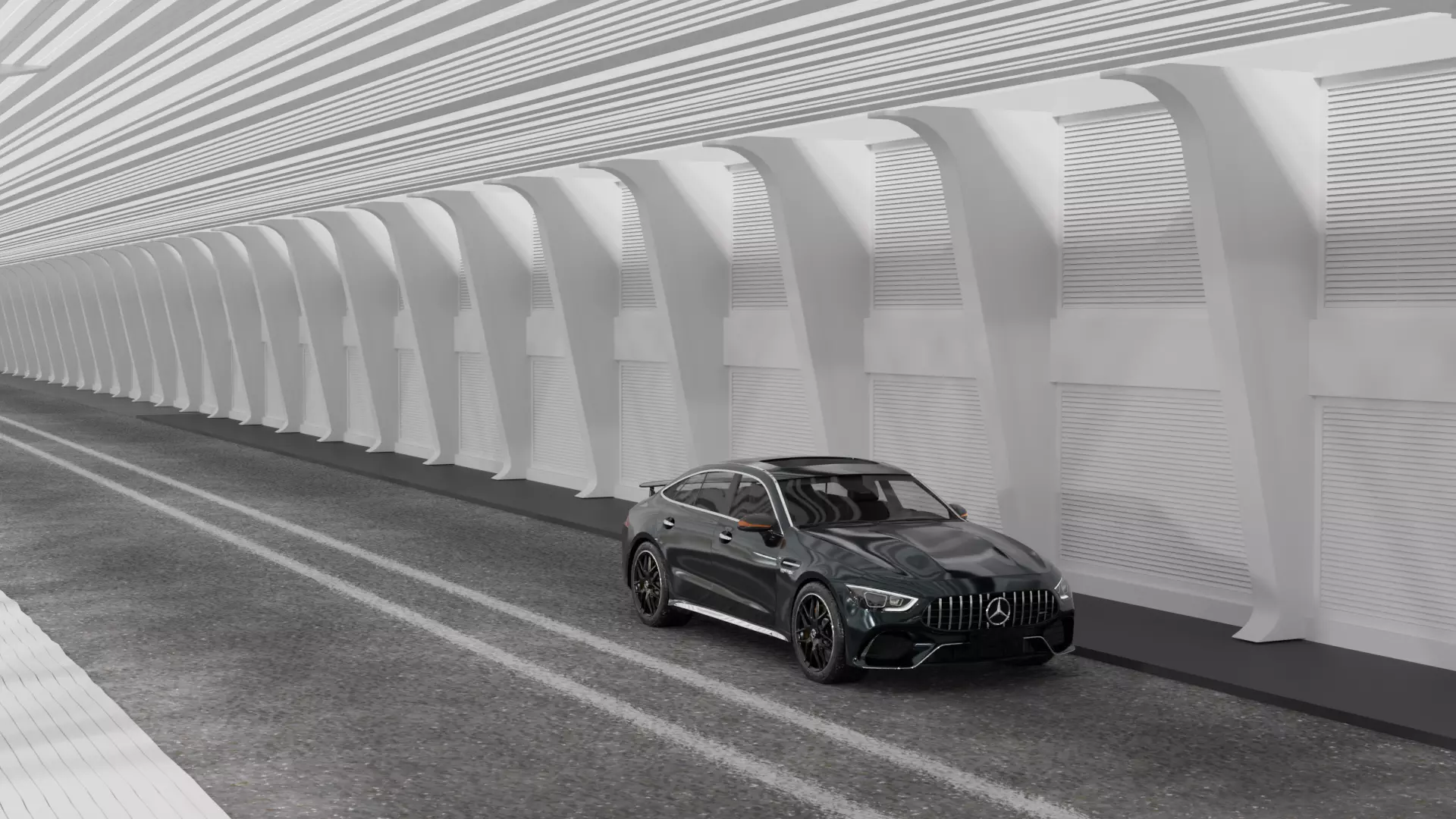 Car Track Scene 3D model_0