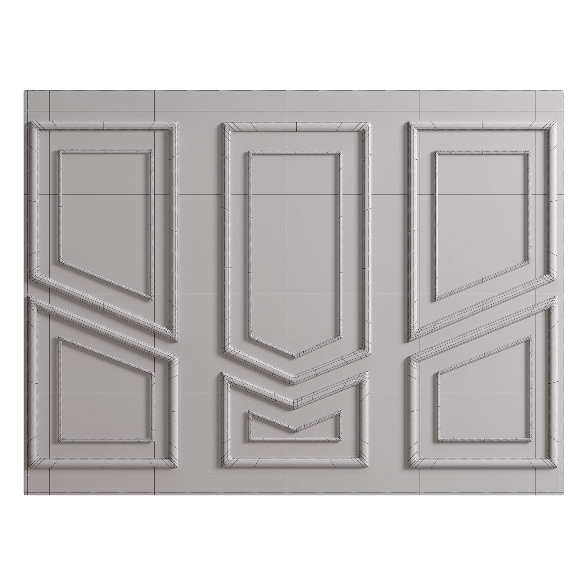 Panel wall with four doors and two windows 3D model_3