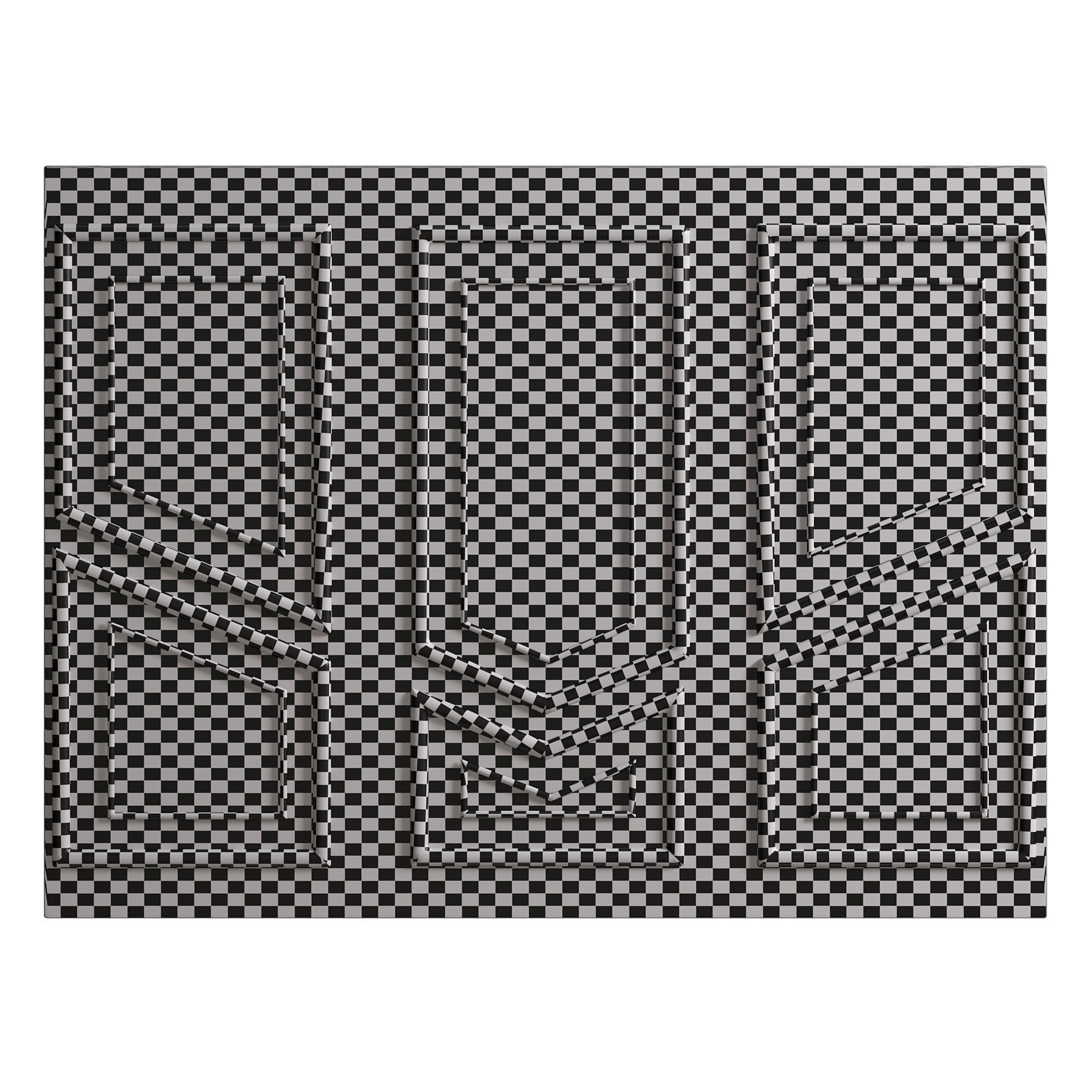 Panel wall with four doors and two windows 3D model_4