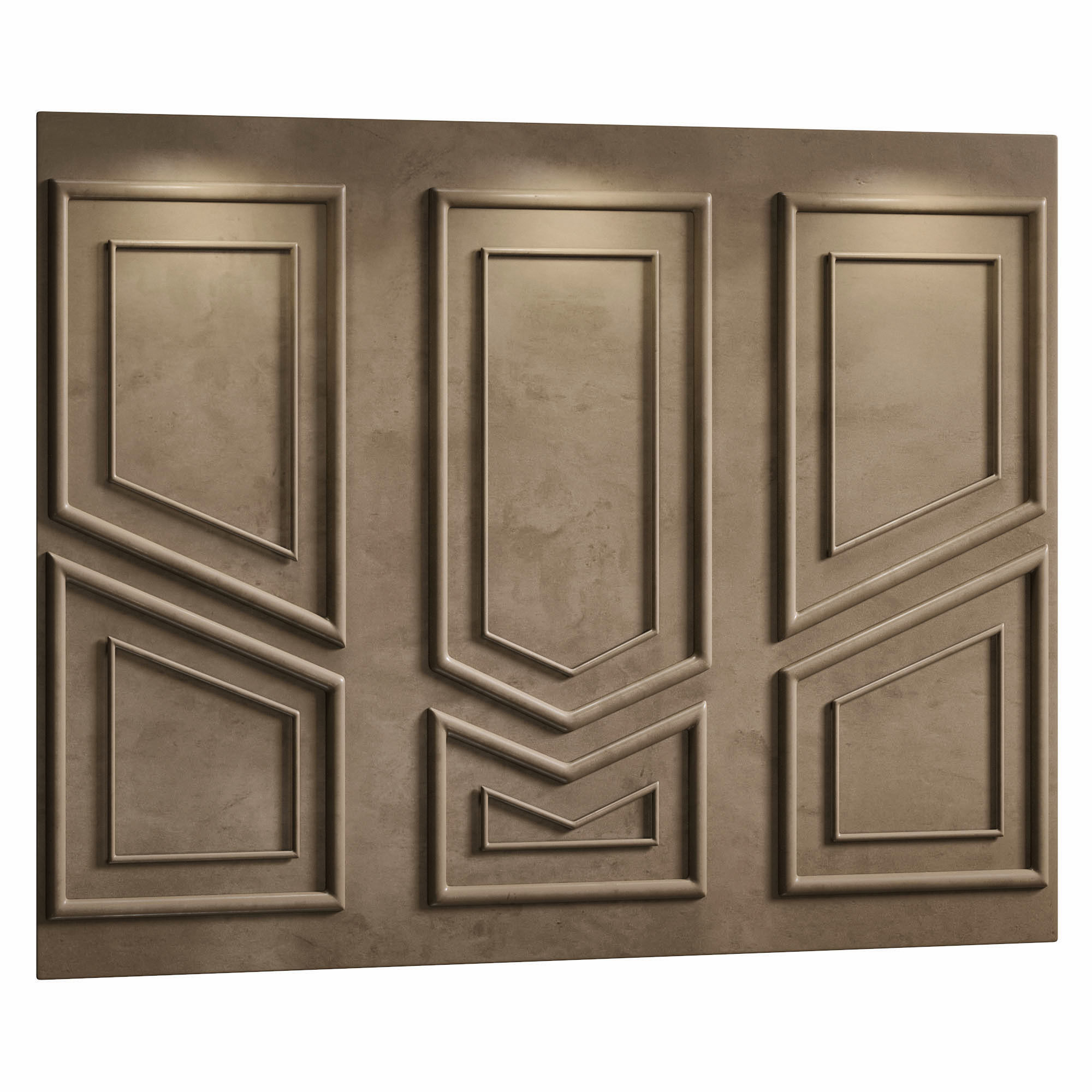 Panel wall with four doors and two windows 3D model_1