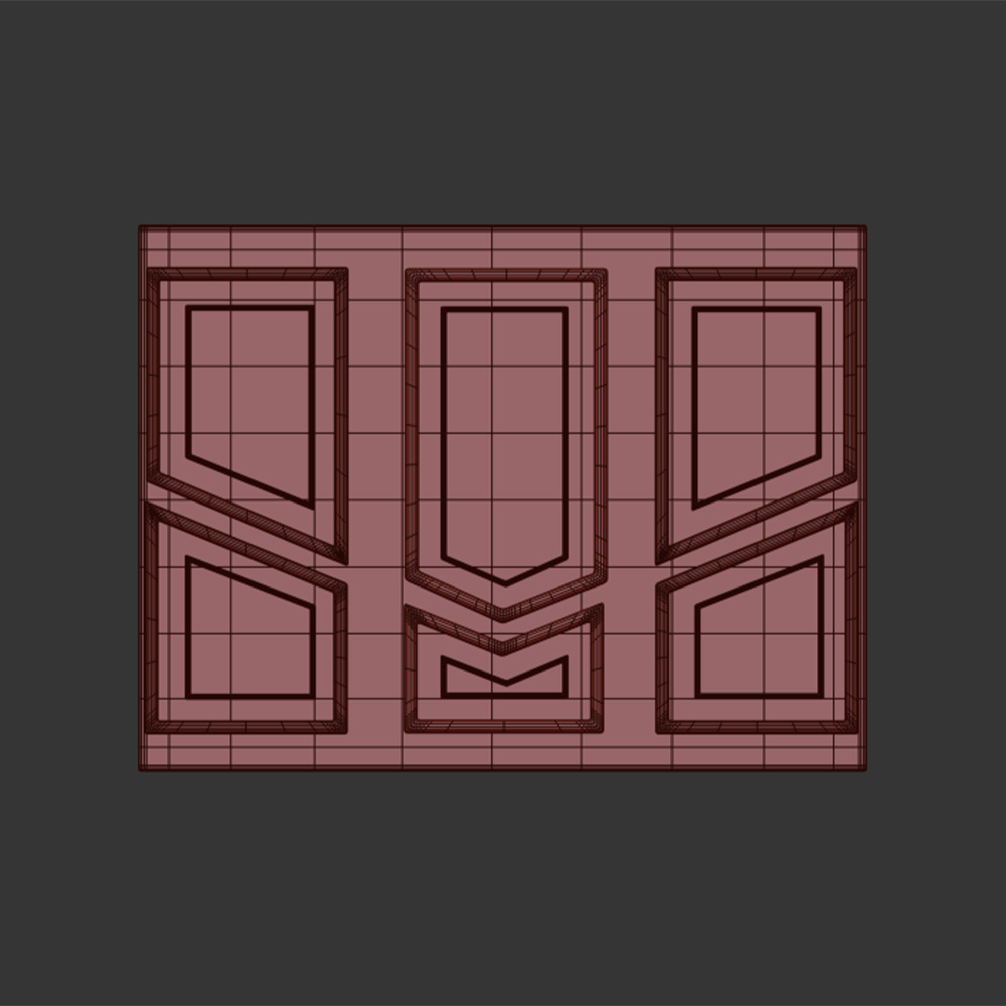 Panel wall with four doors and two windows 3D model_5