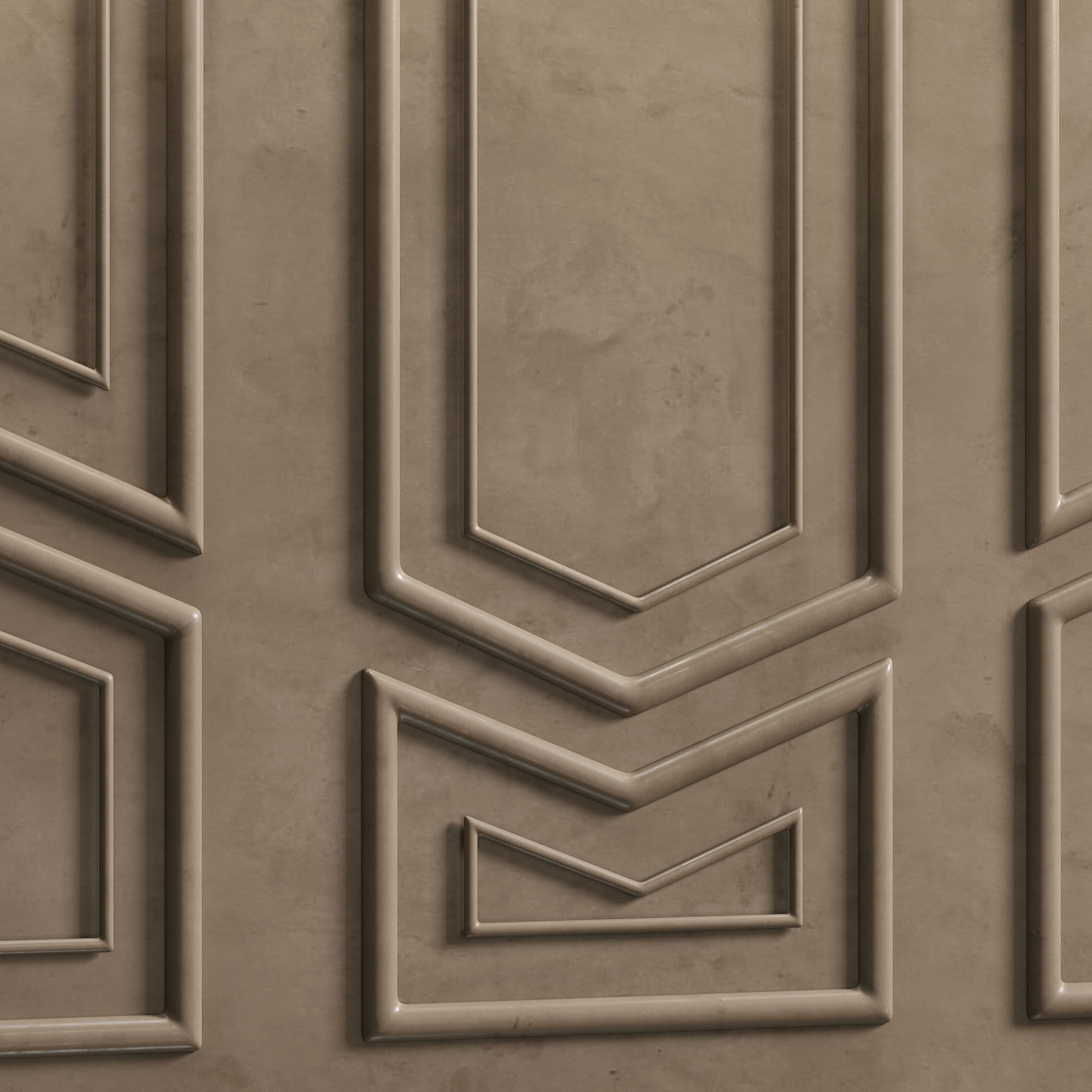 Panel wall with four doors and two windows 3D model_2