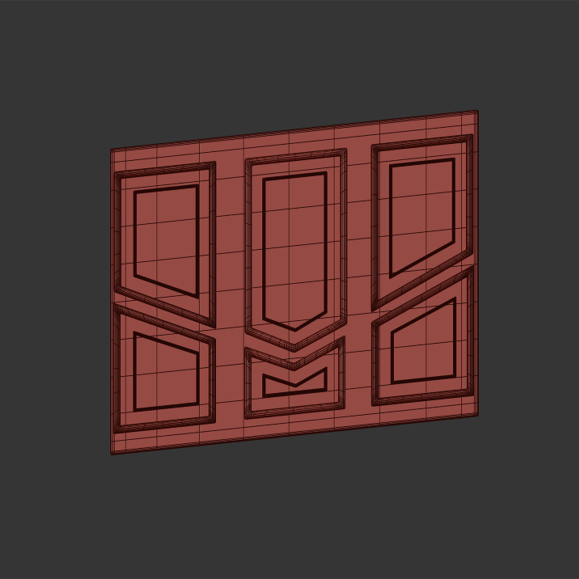 Panel wall with four doors and two windows 3D model_6