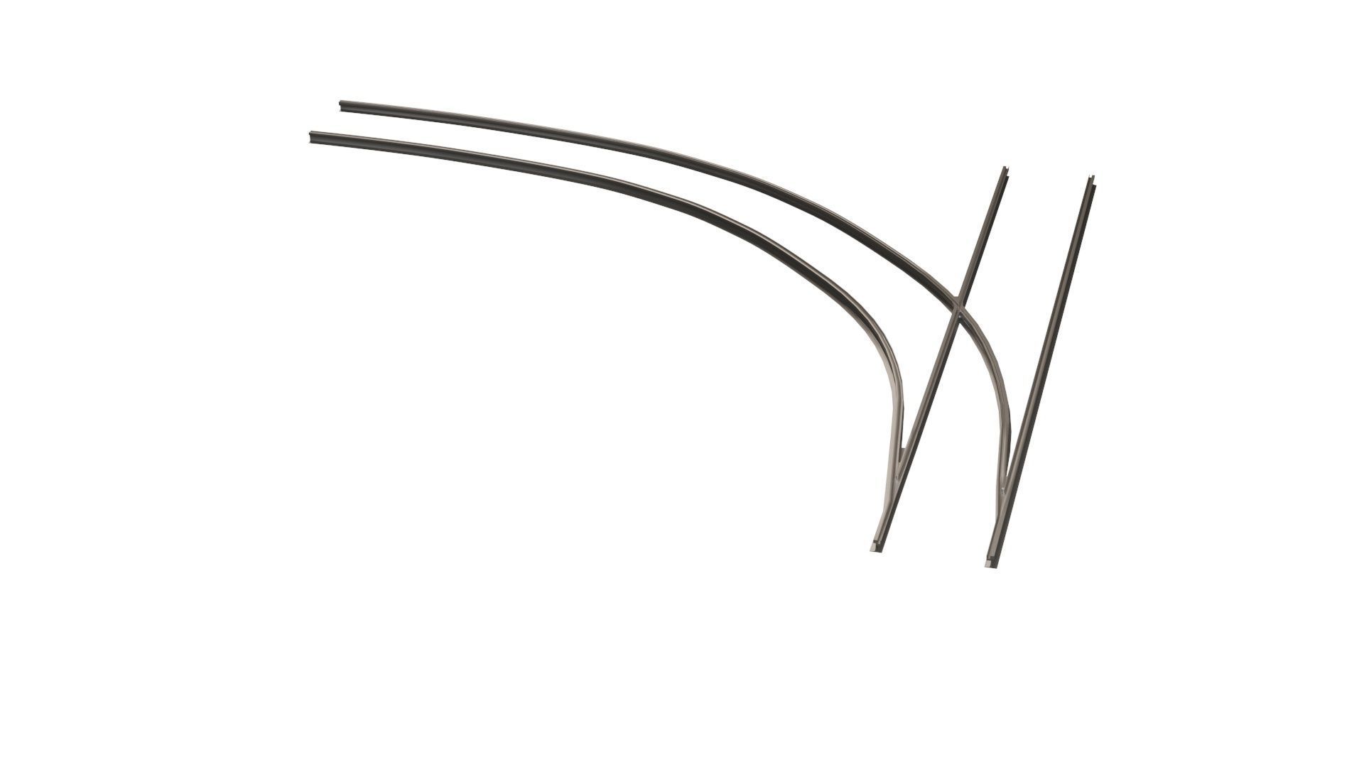 Tram Rails Element - Left Turn 3D model_13