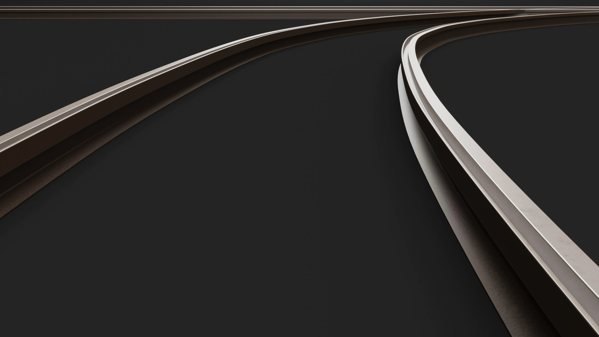 Tram Rails Element - Left Turn 3D model_2