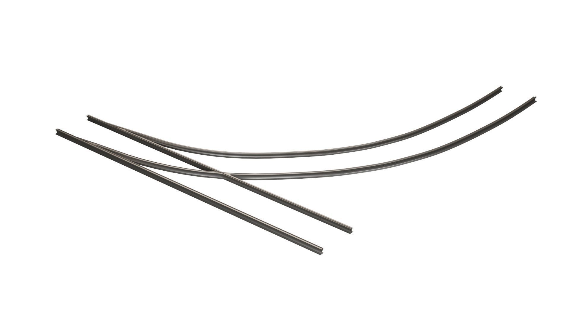 Tram Rails Element - Left Turn 3D model_10