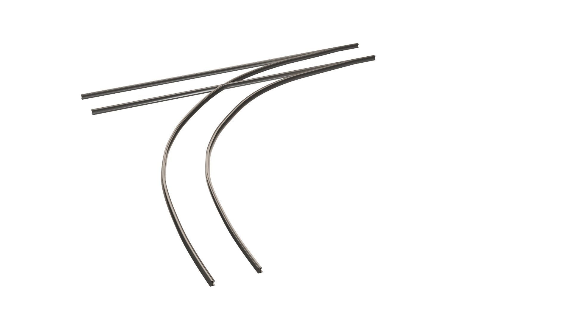 Tram Rails Element - Left Turn 3D model_7