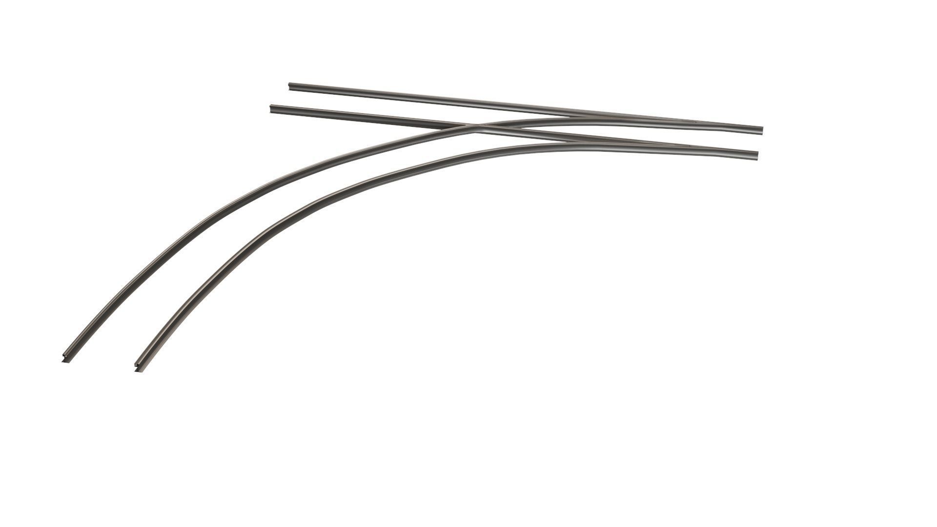 Tram Rails Element - Left Turn 3D model_6