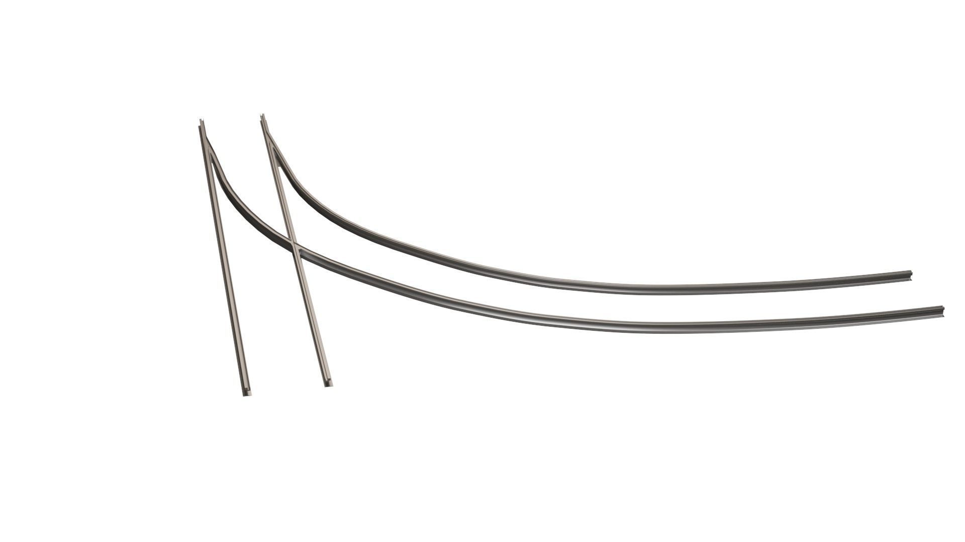 Tram Rails Element - Left Turn 3D model_9